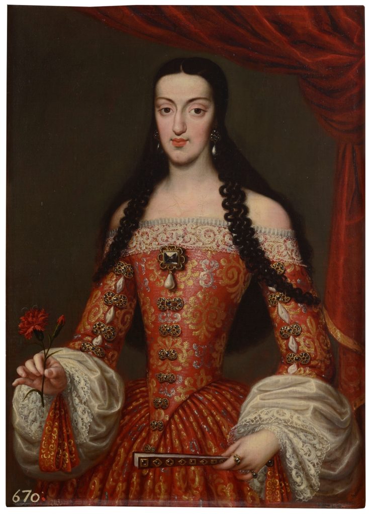 <span style="color: #3366ff;"><em>José García Hidalgo. María Luisa de Orleans, reina de España. Museo Nacional del Prado. La reina porta la perla 'la Peregrina' y el joyel 'el Estanque'</em></span>
